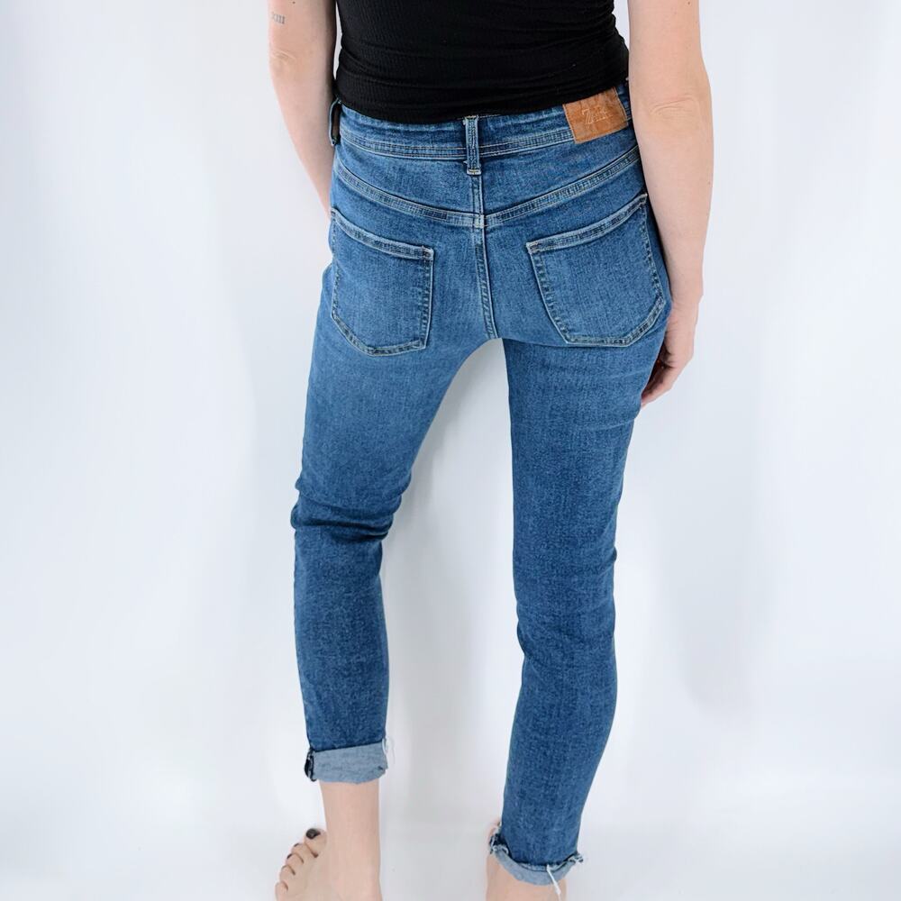 Zara Blue Mid Rise Skinny Jeans – Stretch Denim Ankle Length Fit Size 6 - Picture 2 of 3